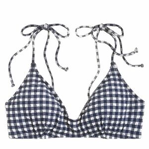 J. Crew Gingham Seersucker French Bikini top bra white navy size XXL